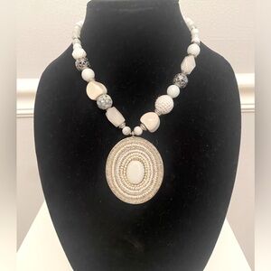 Chico’s white beaded necklace. 16 inches